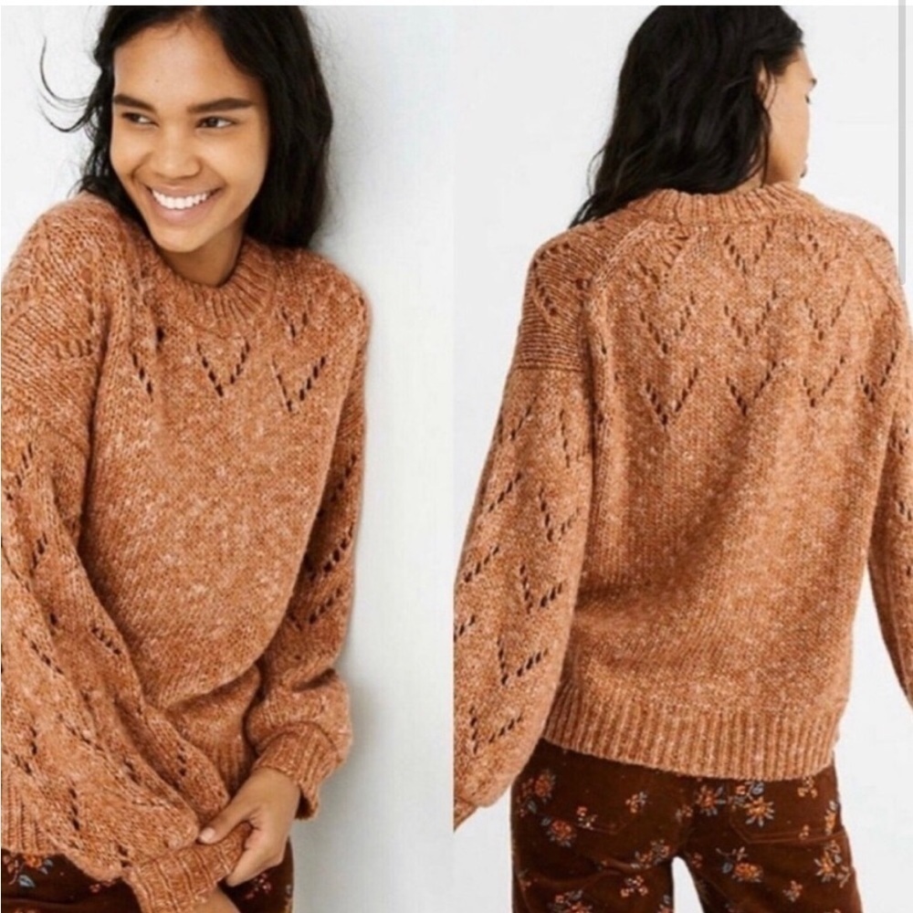 Madewell Pointelle Bubble-Sleeve Pullover Sweater - Picture 2 of 10
